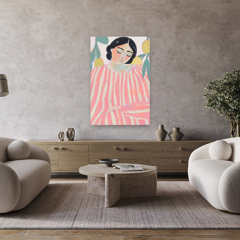 «Lemon Daydream Contemporary Dreamy Minimalist Lemon Tree Fruit», reproduction d'art murale, 48" H x 32" W