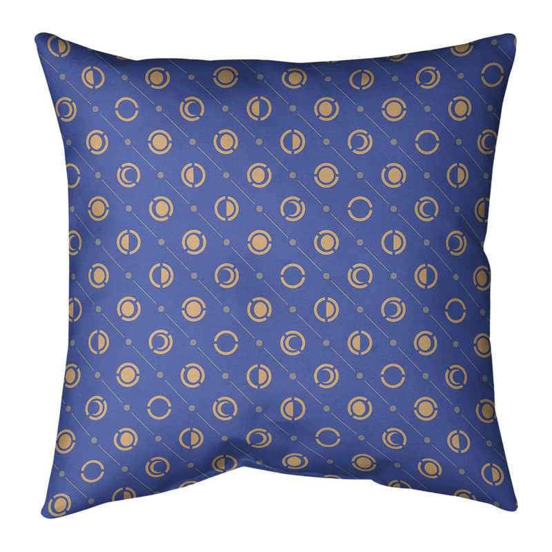 Coussin décoratif intérieur/extérieur Moon phases, 18 po x 18 po, Bleu clair/orange, Protection contre les rayons UV