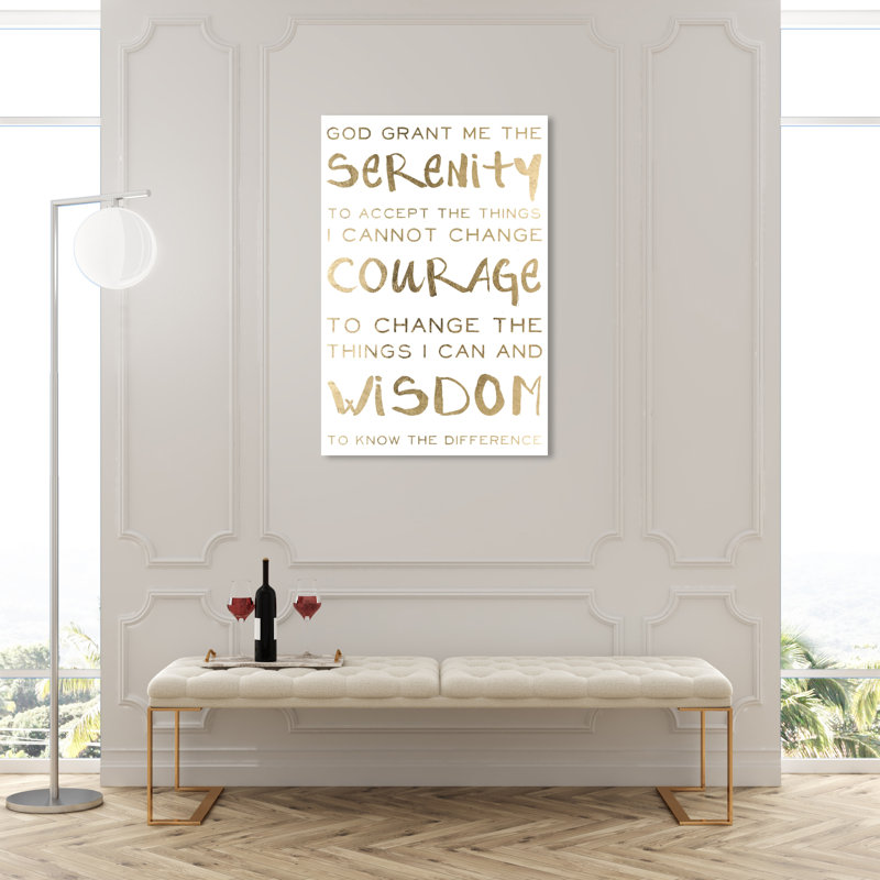 Serenity " Serenity Prayer And Courage Motivation ", Wrapped Canvas, 45" H x 30" W