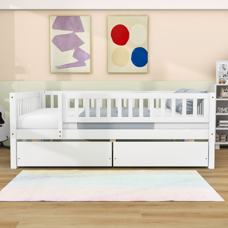 Ormond Daybed with Dual Drawers and Slats, Full, White