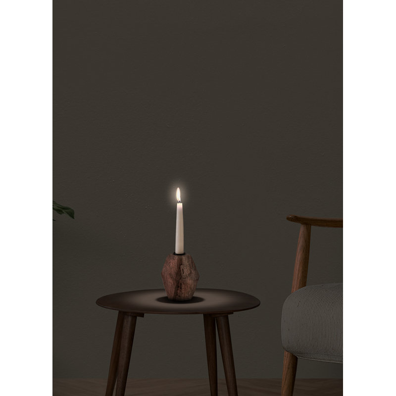 Wood Tabletop Candlestick, 6" H x 4.5" W x 4.5" D