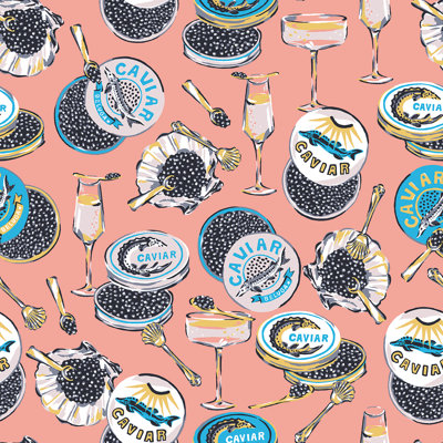 Papier peint adhésif champagne et caviar rose