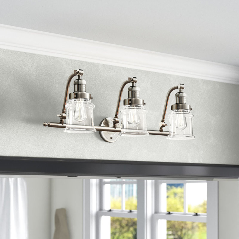 Alexandira 3 - Light Dimmable Vanity Light, 6 Watt Vinage LED Bulb, Clear, Brushed Satin Nickel