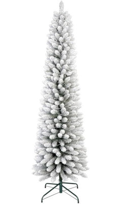 Arbre de Noël enneigé 6 pi avec 250 lumières DEL blanc chaud et 329 pointes Arbre de Noël artificiel avec base en métal | Décoration de Noël peu encombrante pour la maison, le bureau, la fête