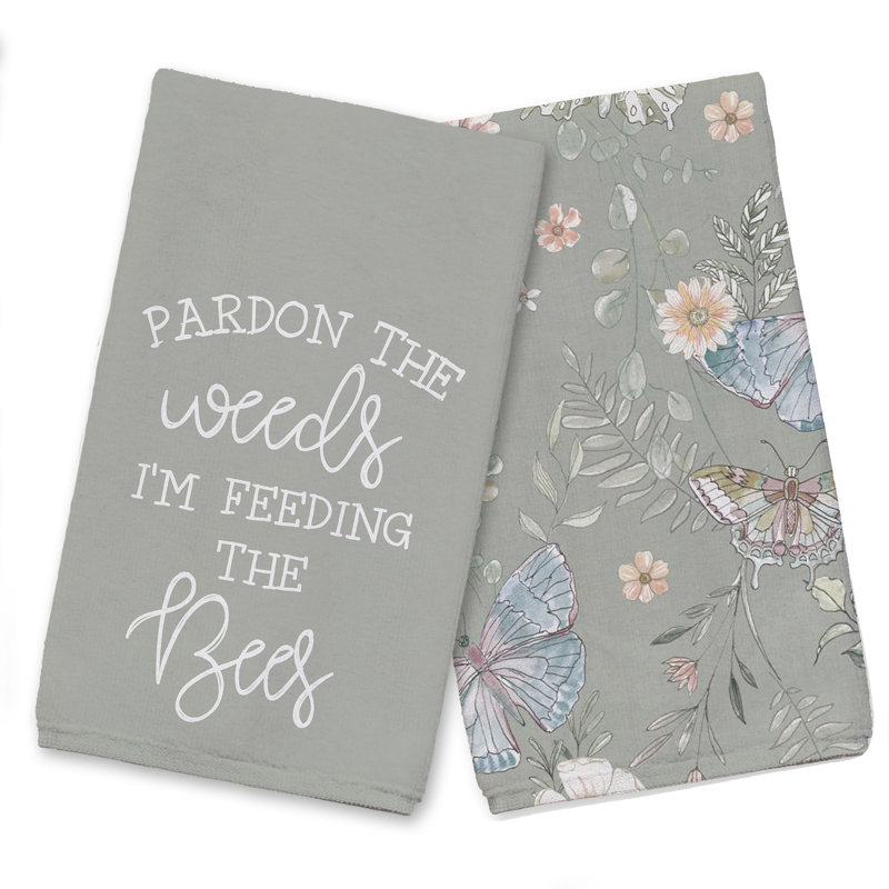 Cotton Floral Tea Towel Kitchen Towel, Green