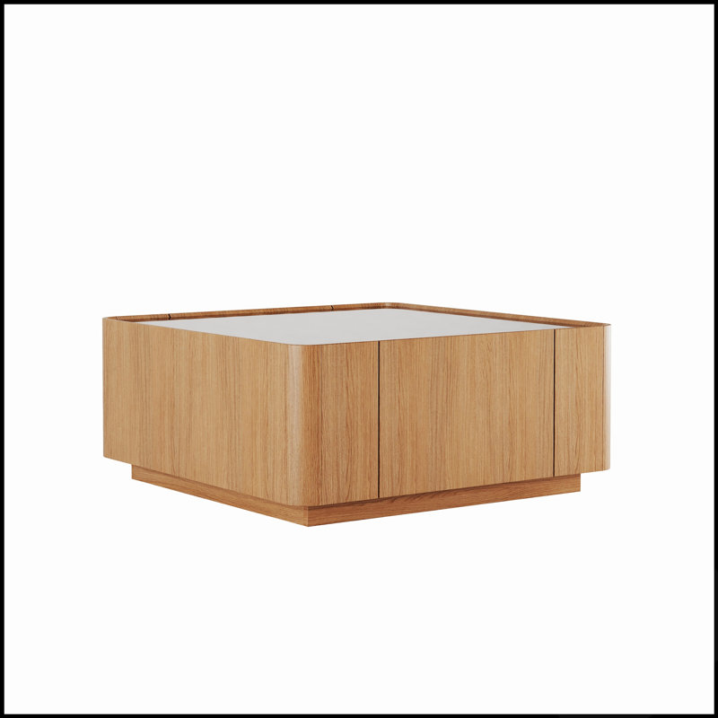 Table basse de 31,5 pouces carrée avec tiroirs de rangement, conception moderne en bois avec plateau en verre pour le salon et le bureau