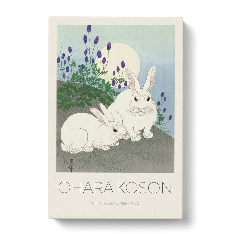 Rabbits at Full Moon by Ohara Koson - Wrapped Canvas, 60cm H x 40cm W x 3cm D