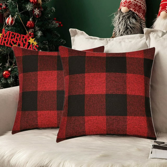 Plaid Linen Pillow Cover