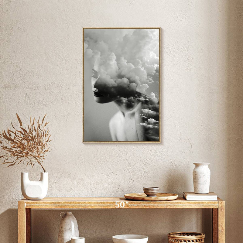 Cloudy Mind, 21" x 31", Floating Frame Natural Wood