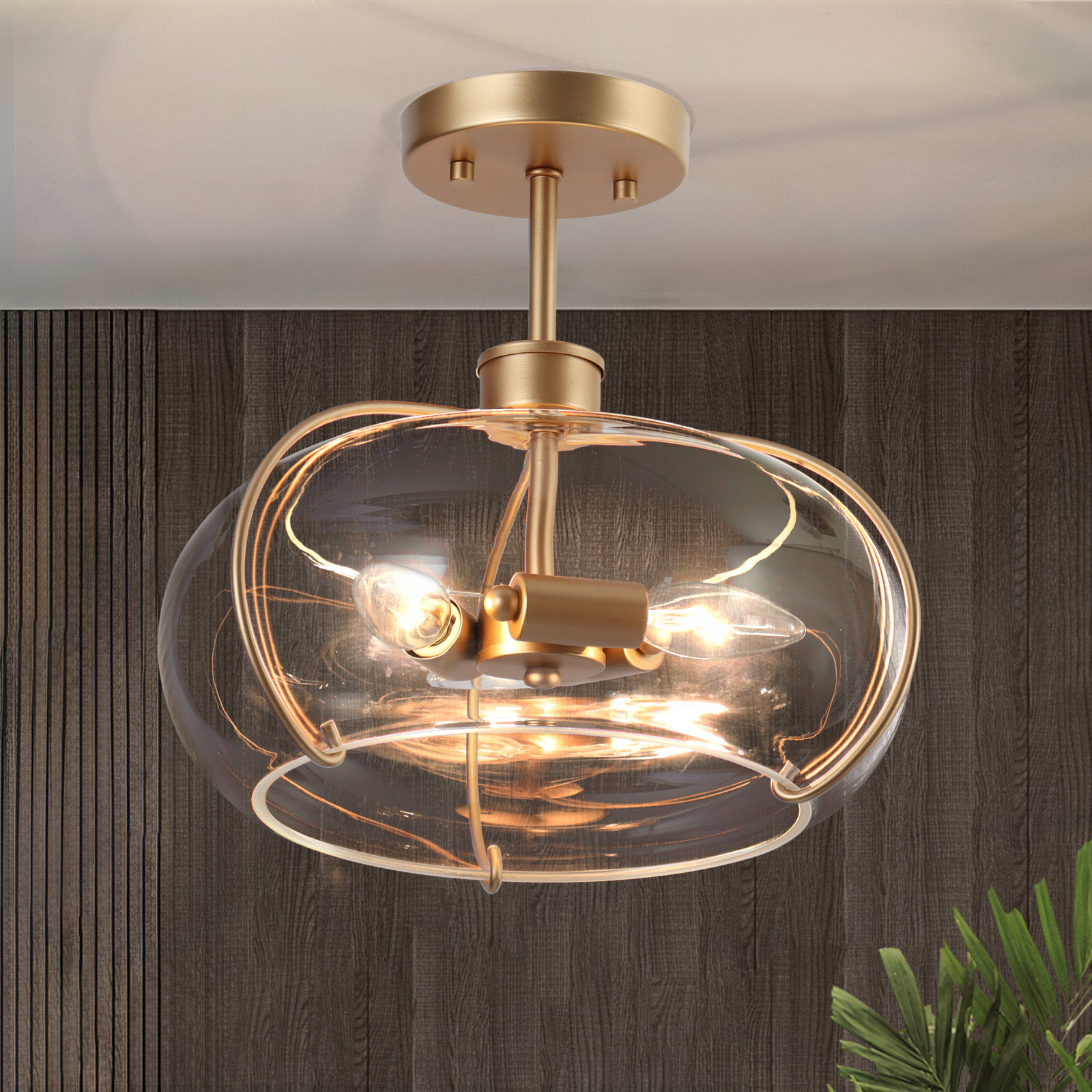 1-Light 12’’ W Glam Flush Mount