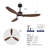 52 Inch Modern Black Ceiling Fan with Light, 3 ABS Blades Remote Control Reversible DC Motor, Dimmable LED Ceiling Fan for Living Room & Bedroom