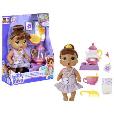 Baby Alive Bubbly Tea Party Sophia Sparkle, Brown Hair Baby Doll