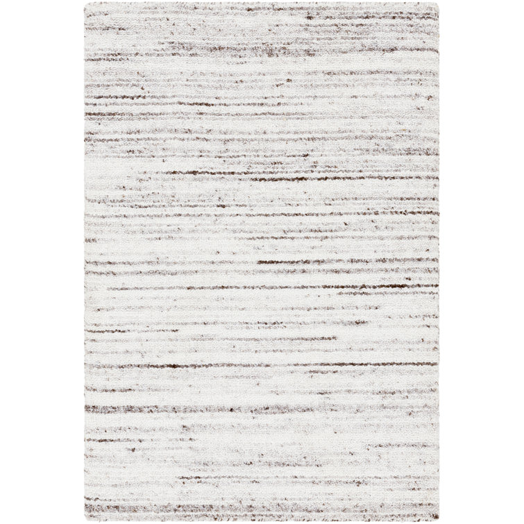 Tapis rayé brun / crème fait à la main Chizarm
