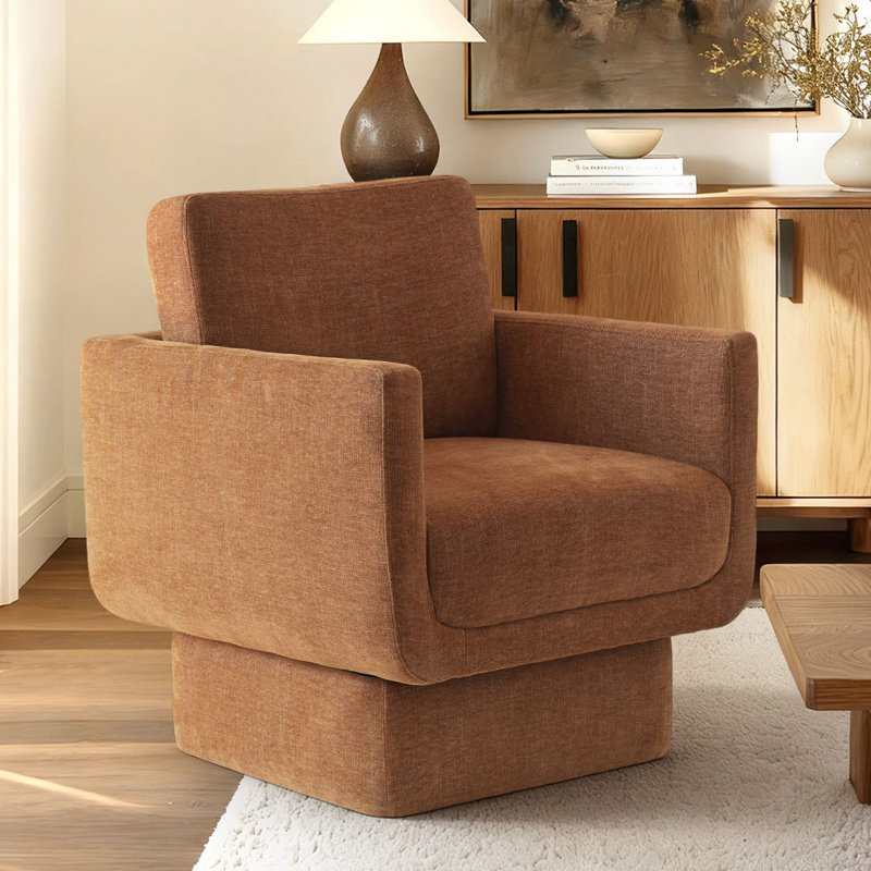 Terra Upholstered Swivel Barrel Accent Chair, Terra