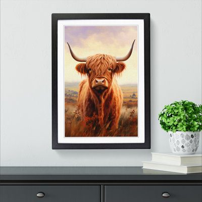 Highland Cow Digital - Single Picture Frame Print on Wood