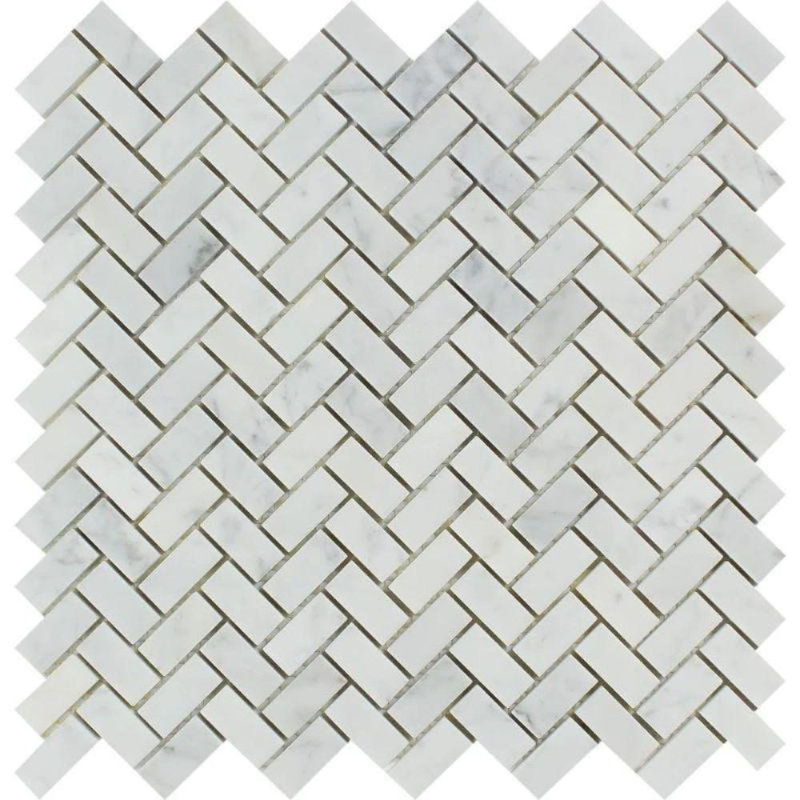 Carreaux de mosaïque en marbre et chevron en marbre, Blanc sablé