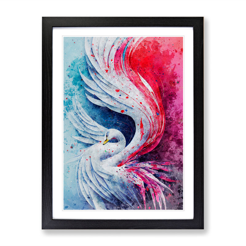 Mesmerizing Swan Abstract - Framed Print, Black, 64cm H x 46cm W