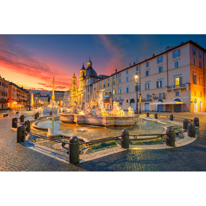 Layona Navona Square, Rome. by RudyBalasko - Wrapped Canvas Print, 30cm H x 46cm W x 3.8cm D