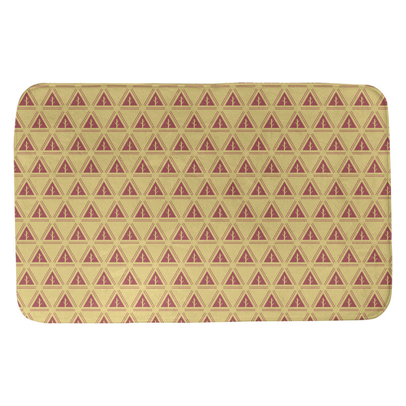 Tapis pour salle de bain à arbres minimalistes Barbra, l 17 po x L 24 po, Jaune / Rouge