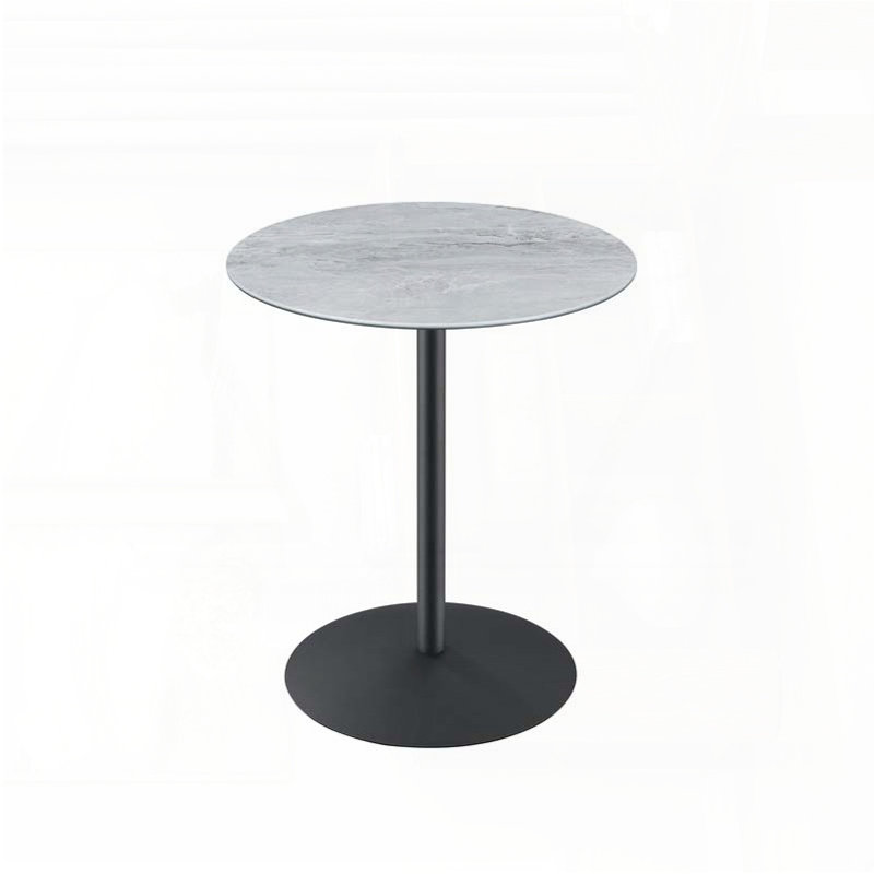 Table de bout en verre texturé gris marbre avec base en acier, Gris