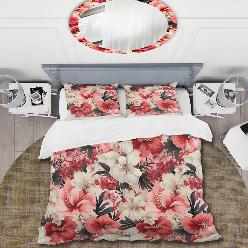 Literie Hibiscus Romance, Housse de couette pour très grand lit et 2 très