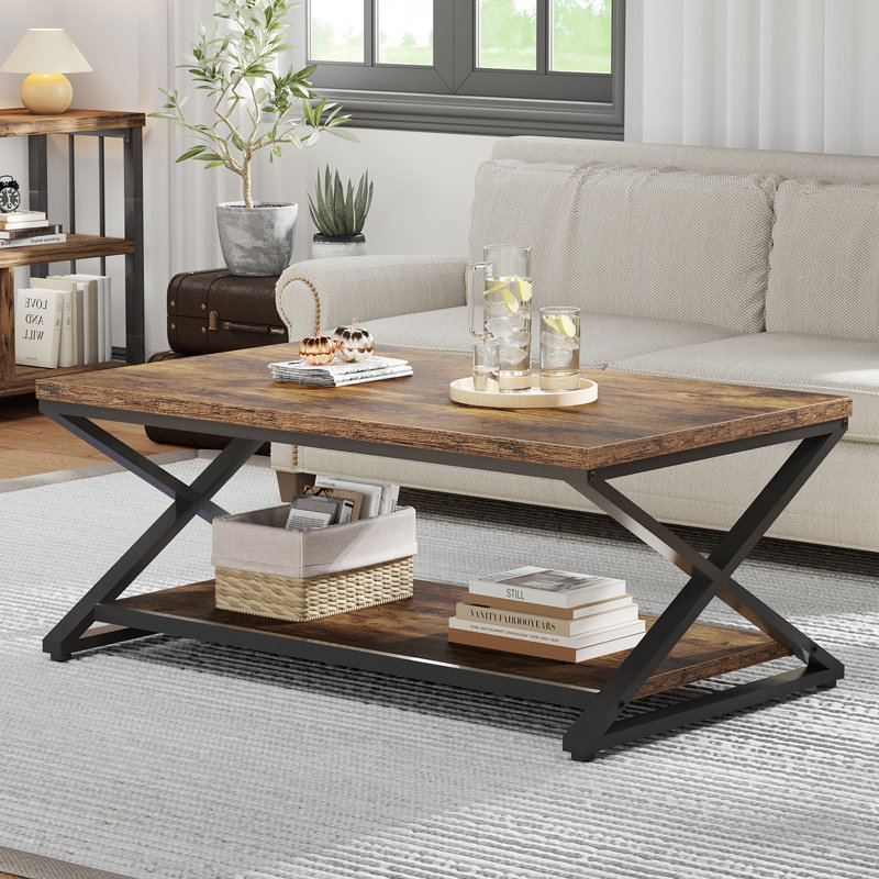 Table basse, H 17,75 po x L 39,4 po x l 23,62 po, Brun rustique