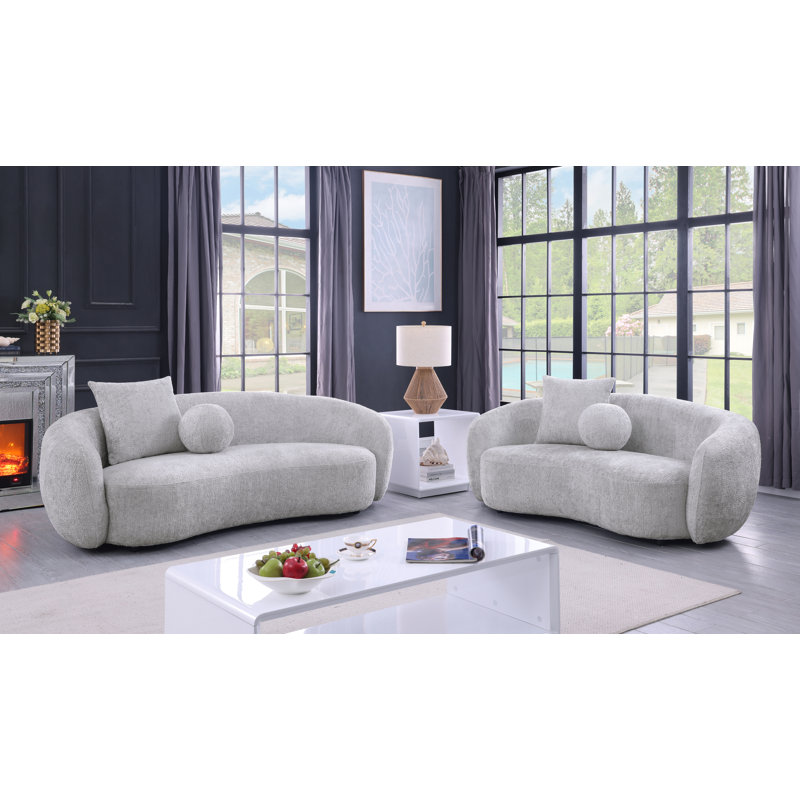 Ensemble de canapé et causeuse en tissu Angelamae, Gris