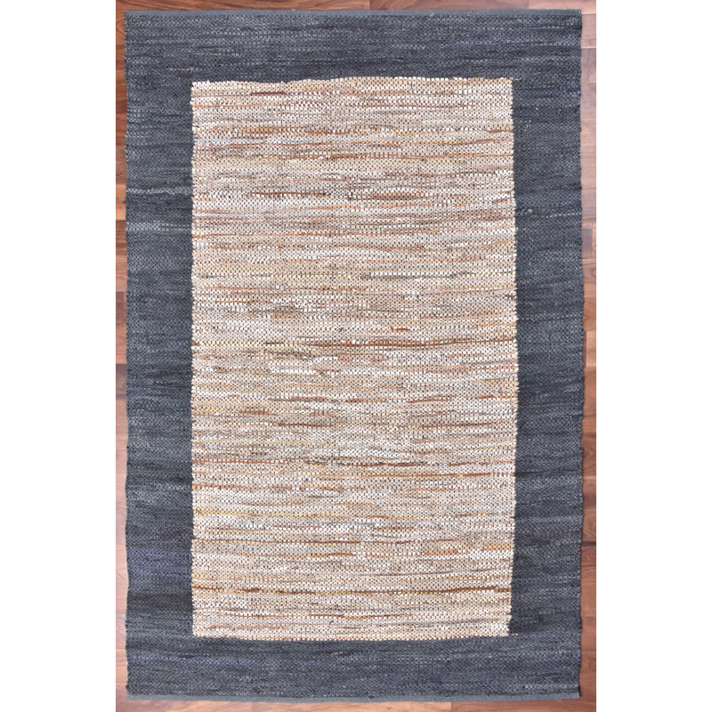 Tapis en cuir fait à la main Brumley, Rectangle 2 pi x 3 pi