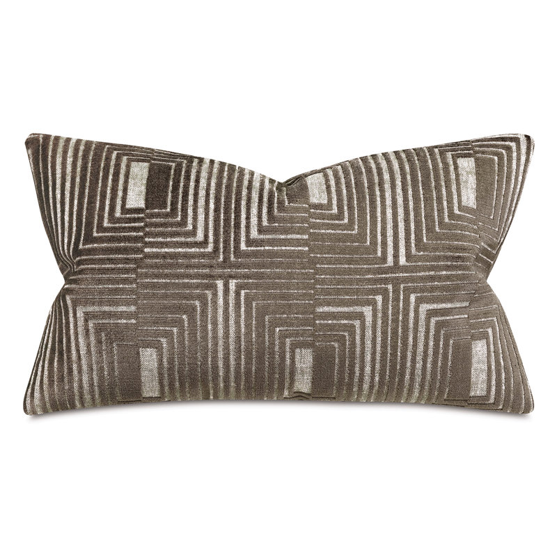 Rectangular Geometric Velvet Lumbar Pillow with Insert
