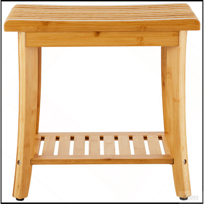 Bamboo Shower Bench 19.1 x 11.3 x 18.3 in Shower Stool Chair for Bathroom