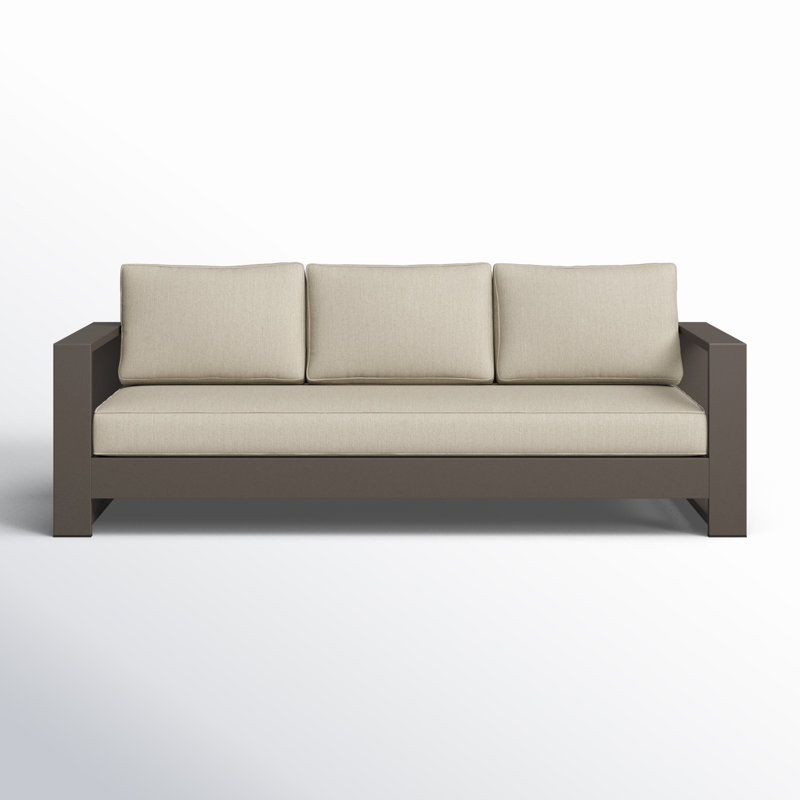 Hoyt 92.52” Outdoor Aluminum 3-Seater Sofa, Bronze, Khaki