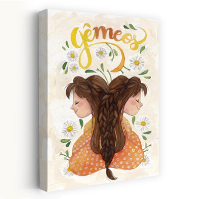 «Sweet Gemini Twins Abstract Contemporary Daisy Portrait Spring», reproduction d'art murale