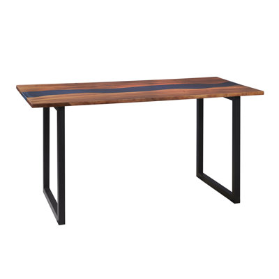 Abi-Rose Walnut Solid Wood Top Metal Base Dining Table