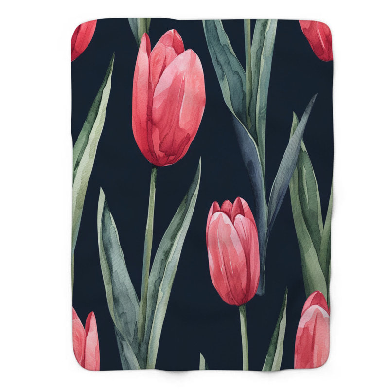 Artistic Tulip Designs - Couverture sherpa de qualité supérieure 1 pièce, Lit simple