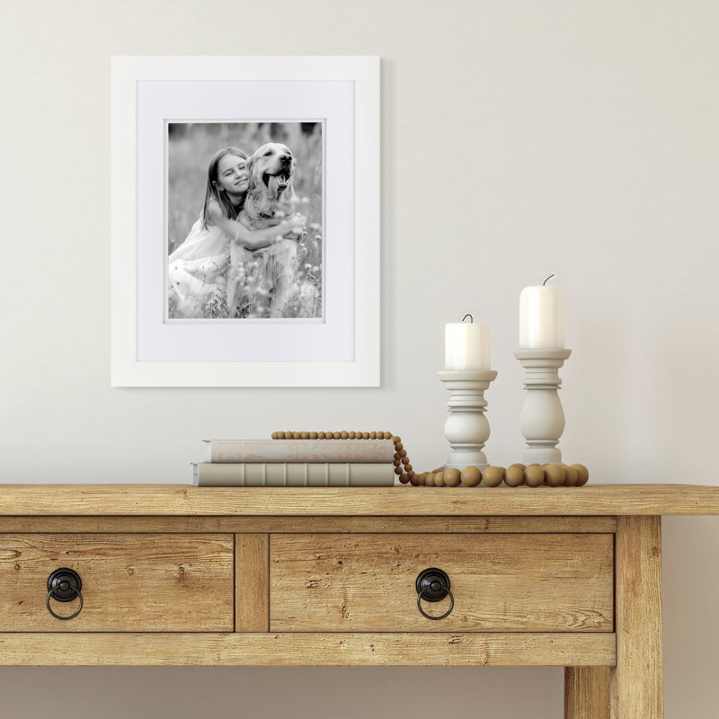 Classic White Wood 11x14 Floating Tabletop and Wall Frame