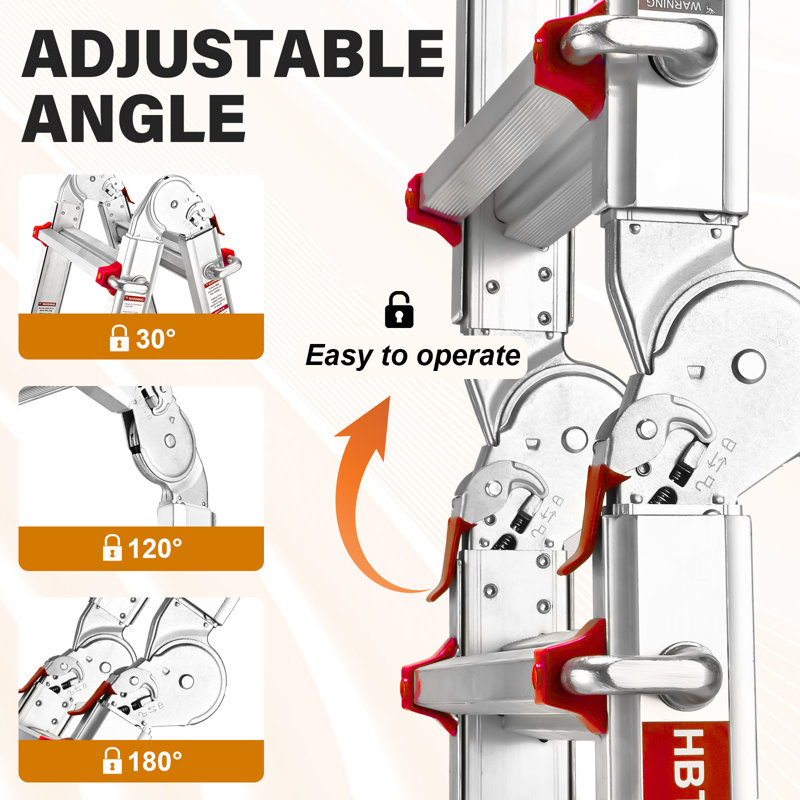 A Frame 5 Step Aluminum Ladder Extension Ladder, 17 Ft Muti Position Ladder & Removable Tool Tray with Stabilizer Bar, 330 lbs