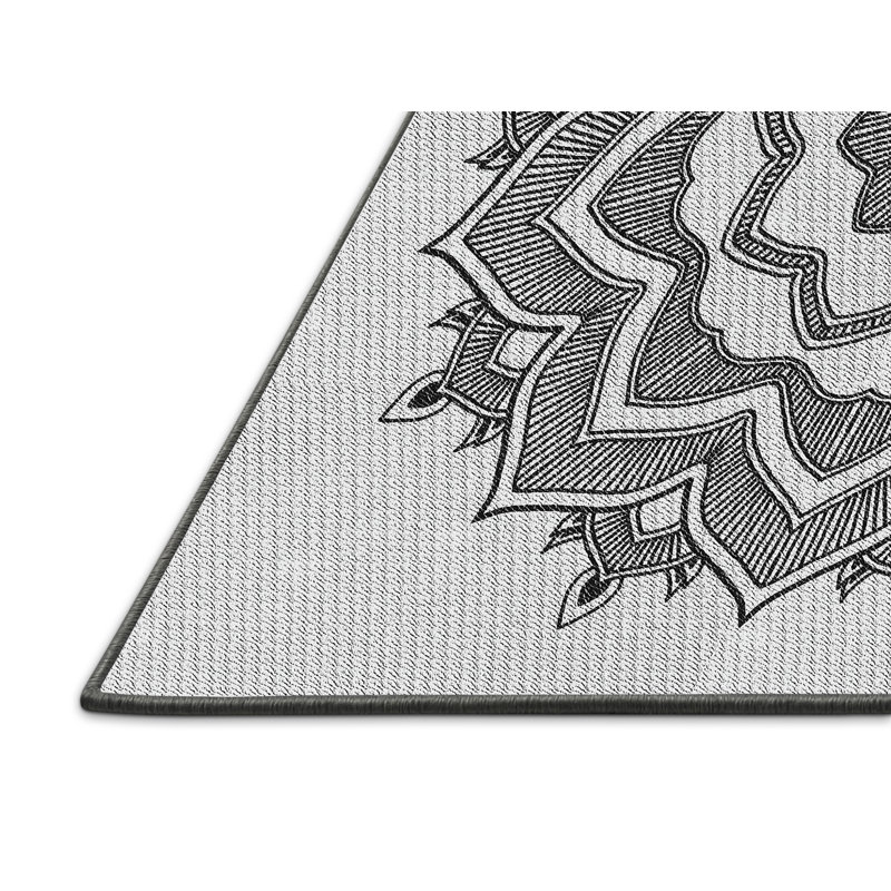 Laine tissée à la main et polyester gris/noir Tapis décoratif, Rectangle 8 pi x 12 pi
