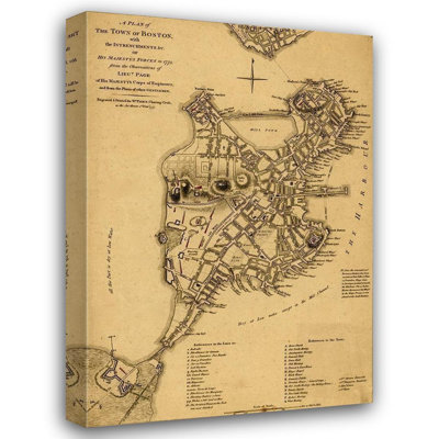 Alcott Hill® Vintage Maps Gallery Wrapped Canvas Art Titled: Boston in 1775