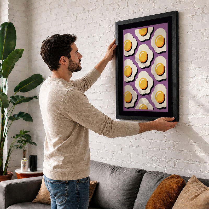 Grid of Golden Yolks Modern - Framed Print, A2 - 59.4 x 42.0 cm, White