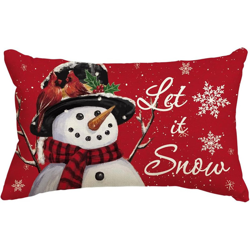 Housse de coussin Let It Snow Snowman Christmas, housse de coussin 12 x 20 pouces
