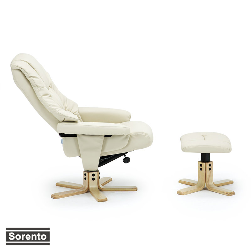 Hintz 77cm Wide Swivel Ergonomic Recliner, Cream