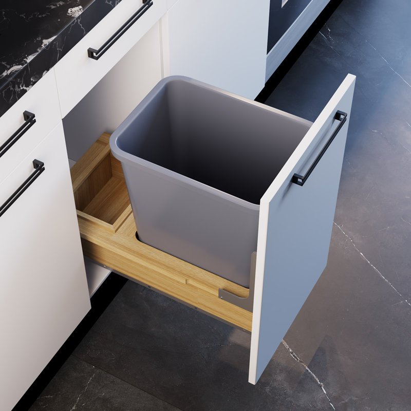 Manufactured Wood Open Pull Out Trash Cans - 5 Gallons