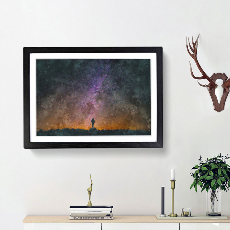 Milky Way Dreams - Picture Frame Graphic Art Print, 62cm H x 87cm W x 2cm D, Black Framed