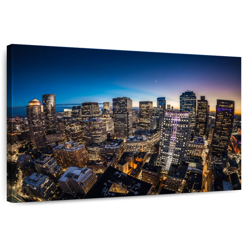 Blue Hour Boston Skyline, H 16 po x l 24 po