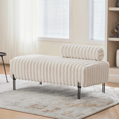 49.6" Wide Upholstered Mini Loveseat With Metal Legs, 2-Seater Small Sofa End Of Bed Bench Window Ottoman Footrest With Adjustable Back For Living Room Bedroom Entryway Hallway Small Space