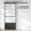 Porte de grange en métal et en verre de 84 po avec quincaillerie d'installation (incluant la fermeture en douceur)-100547247-98100705