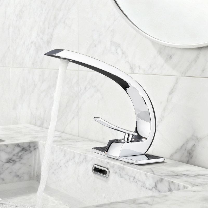 Robinet de lavabo de salle de bain monocorps et monocommande en laiton massif avec bonde, Chrome chrome, Drainage inclus
