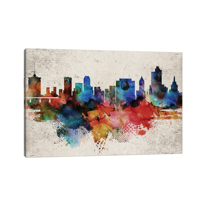 Tulsa Abstract Skyline 1 Piece Wrapped Canvas Wall Art, 101.6 cm H x 66.04 cm W x 3.175 cm D