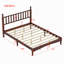 Grand lit plateforme en bois avec tête de lit en forme de gourde, lit plateforme de style rétro avec support à lattes en bois-1010808488
