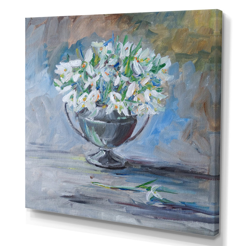 Bouquet Tender Spring First Snowdrops - Peinture, H 16 po x l 16 po x P 1 po, Toile tendue